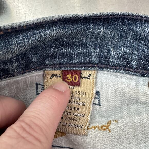 7 For All Mankind Jeans Womens 30 Flare Stretch Denim Distressed Made in USA - Picture 7 of 16